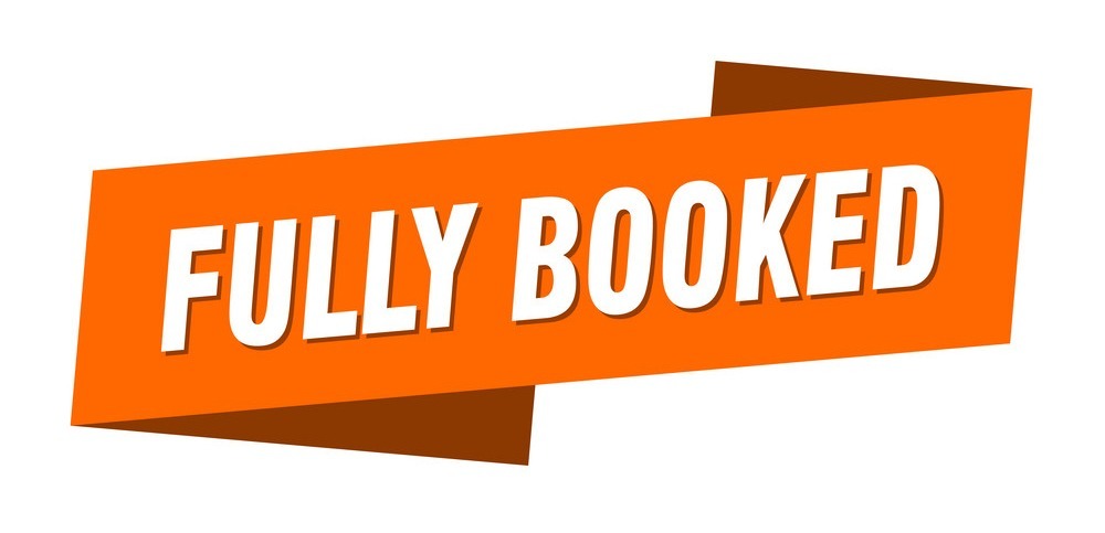 fully booked banner template. ribbon label sign. sticker